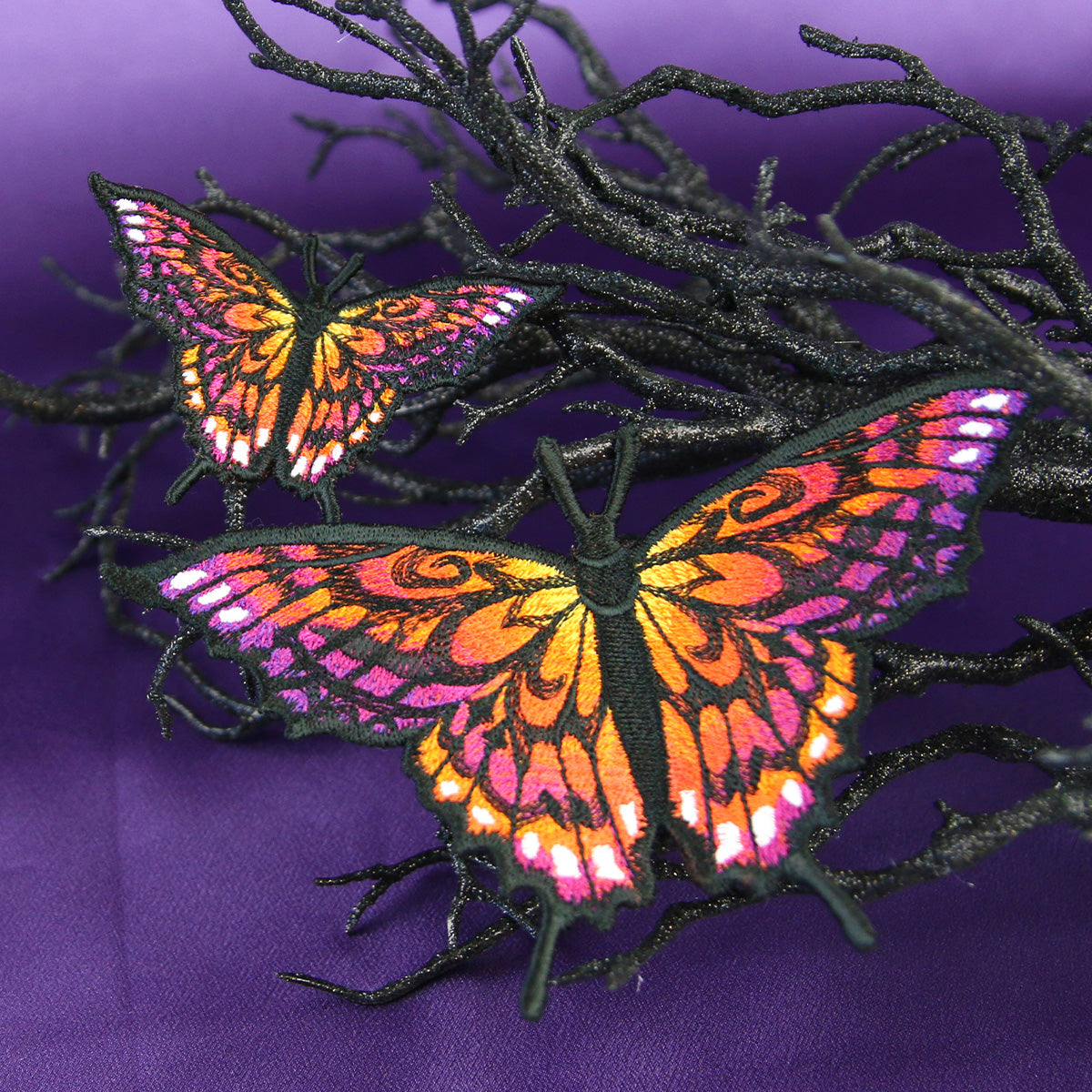 machine embroidery designs of freestanding butterflies