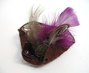 Completed embroidered lace Tricorn Hat project