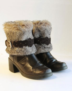 Completed Fur Cuff Boots, featuring Steampunk Choker (Lace) design