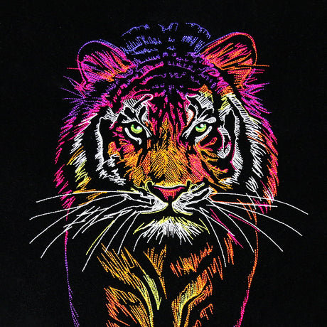 Emerging tiger machine embroidery design