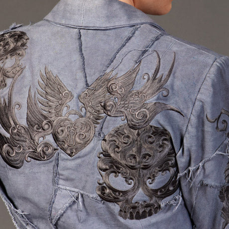 Beautiful gold baroque thistle embroidery design.