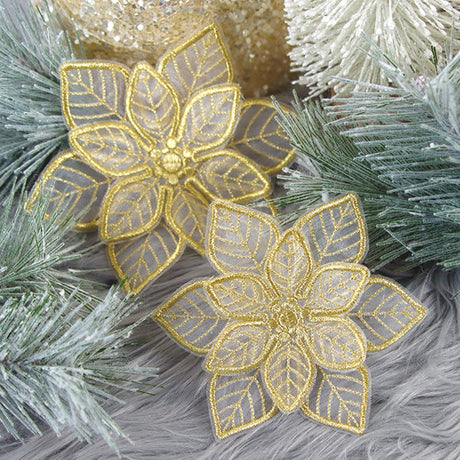 Freestanding organza Christmas poinsettia machine embroidery designs.