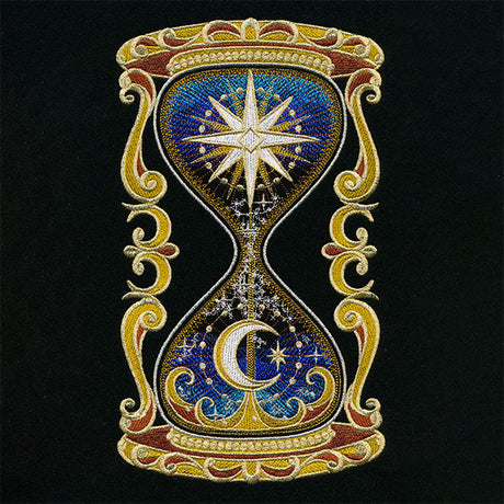ma chine embroidery design of a day to night hourglass