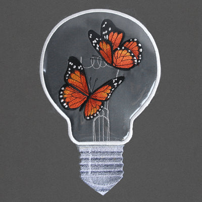 lightbulb with butterflies vinyl applique machine embroidery design