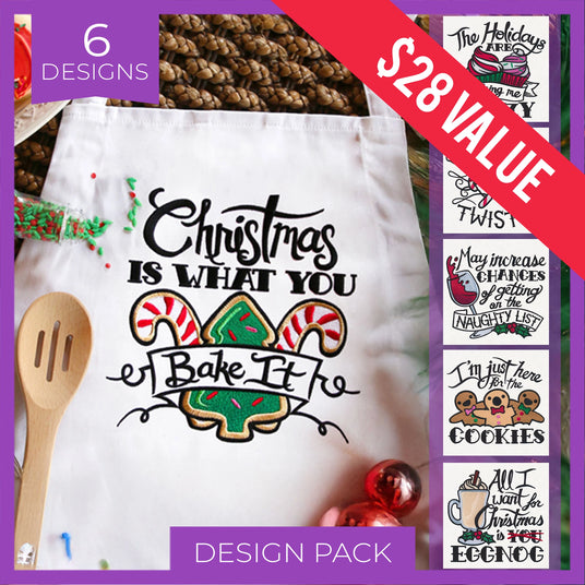Design pack featuring 6 sassy Christmas-themed designs for text $28 value