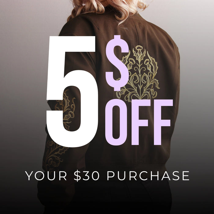 Promotional graphic with a person wearing a jacket and text offering a discount on a purchase.
