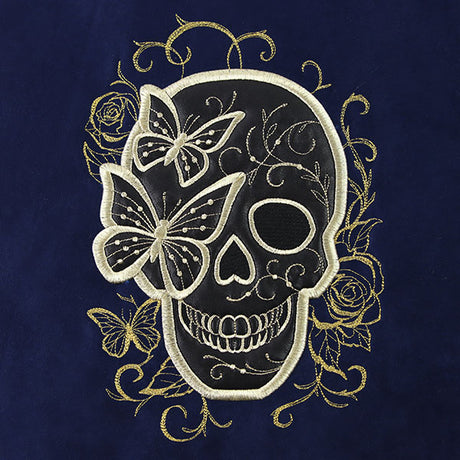 Flowers and Butterflies Skull (Batting Applique)