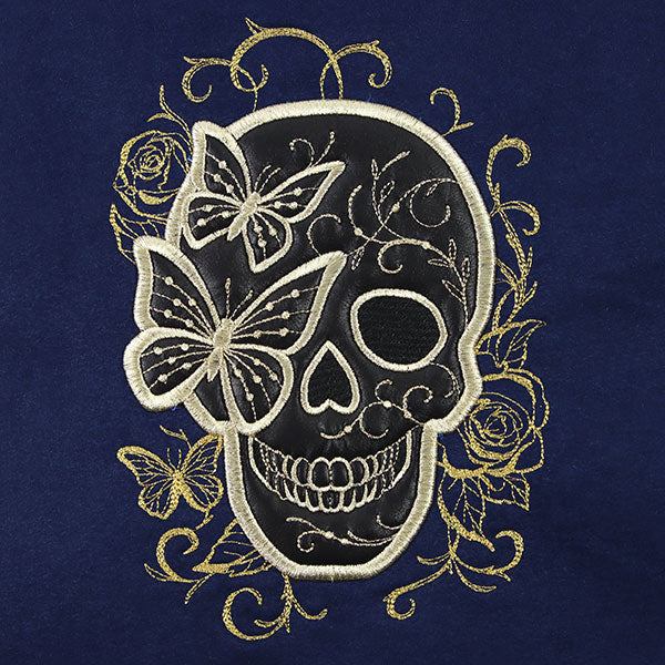 Flowers and Butterflies Skull (Batting Applique)