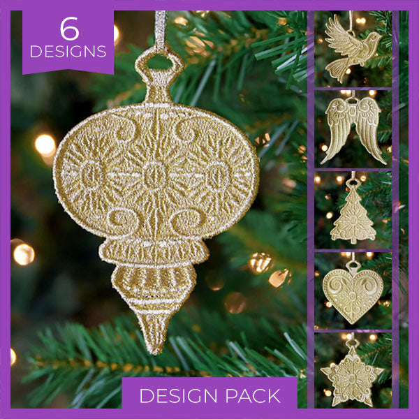 A Gilded Texture Christmas Ornament (Lace) Design Pack