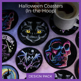 A Halloween Coasters (In-the-Hoop) Design Pack