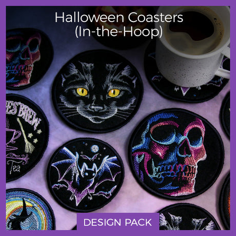 A Halloween Coasters (In-the-Hoop) Design Pack