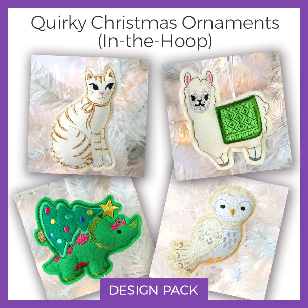 A Quirky Christmas Ornaments (In-the-Hoop) Design Pack