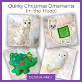 A Quirky Christmas Ornaments (In-the-Hoop) Design Pack