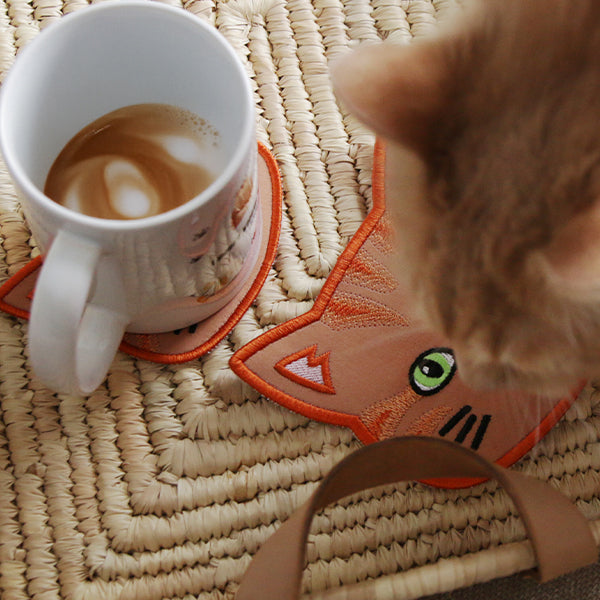A Cat Face Coasters (In-the-Hoop) Design Pack
