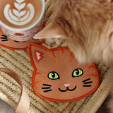 A Cat Face Coasters (In-the-Hoop) Design Pack