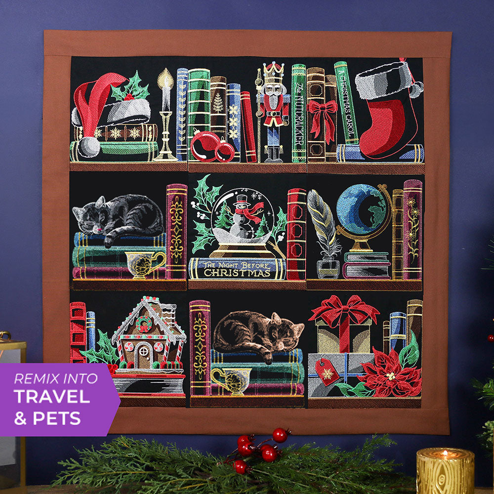 Build a Christmas Bookshelf Scene Design Pack