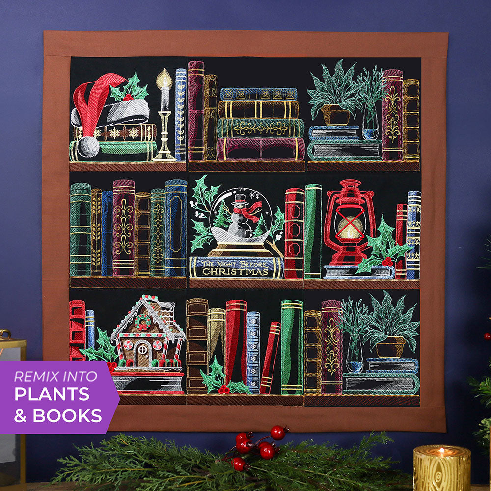 Build a Christmas Bookshelf Scene Design Pack