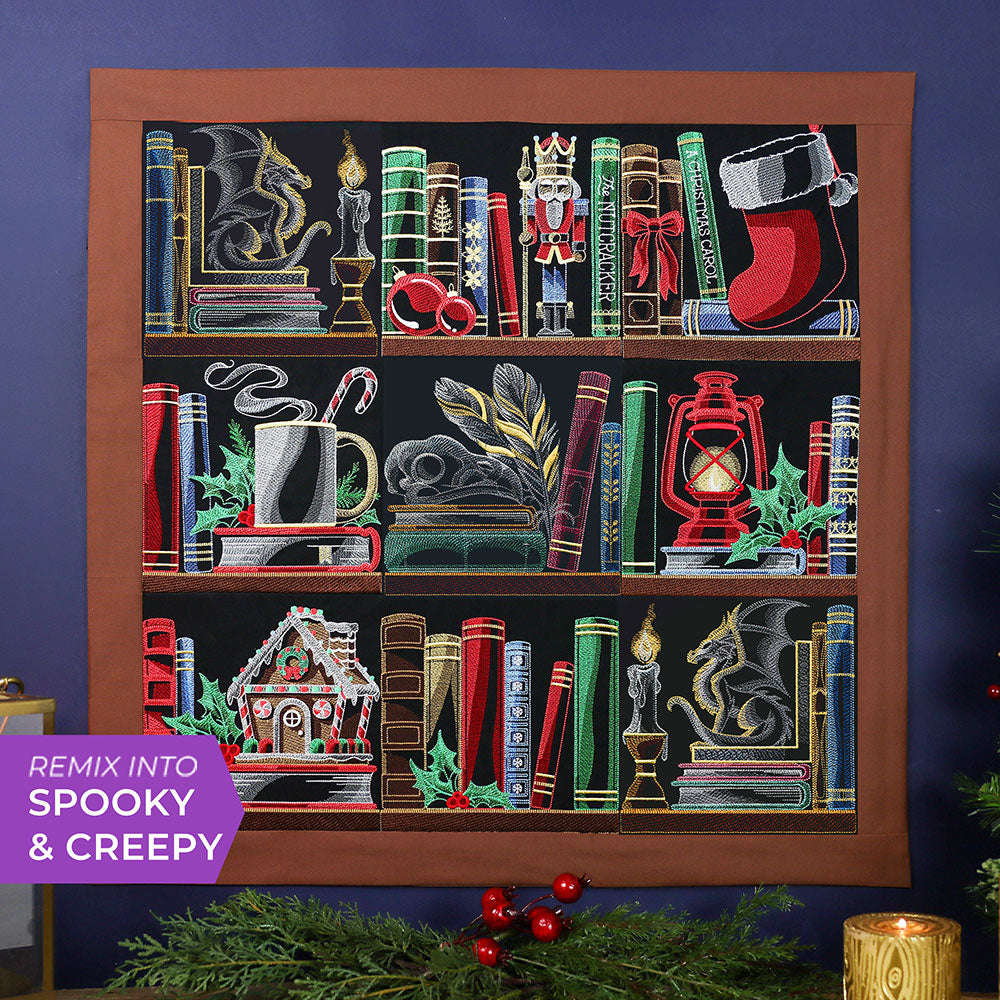 Build a Christmas Bookshelf Scene Design Pack