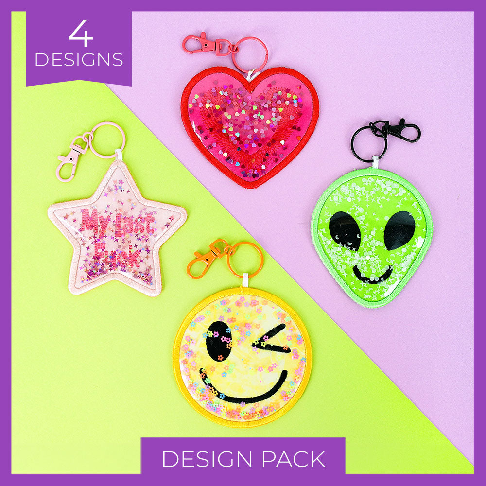Y2K Glitter Shaker Keychains (In-the-Hoop) Design Pack