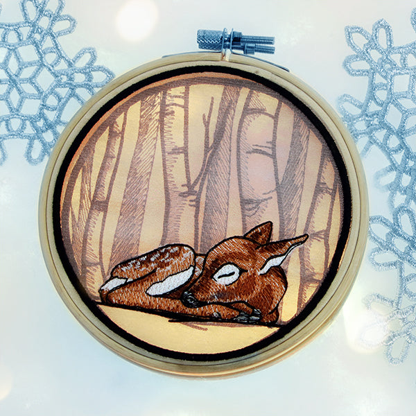 Winter Woodland Fawn Shadowbox (Organza)