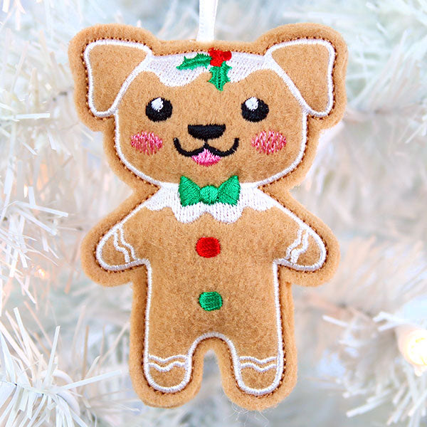 Stuffed Gingerbread Cookie Dog (In-the-Hoop)