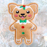 Stuffed Gingerbread Cookie Dog (In-the-Hoop)