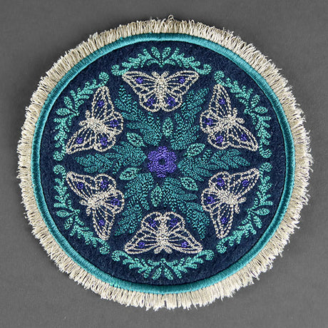 Round Mug Rug - Moths in Botanicals (In-the-Hoop)