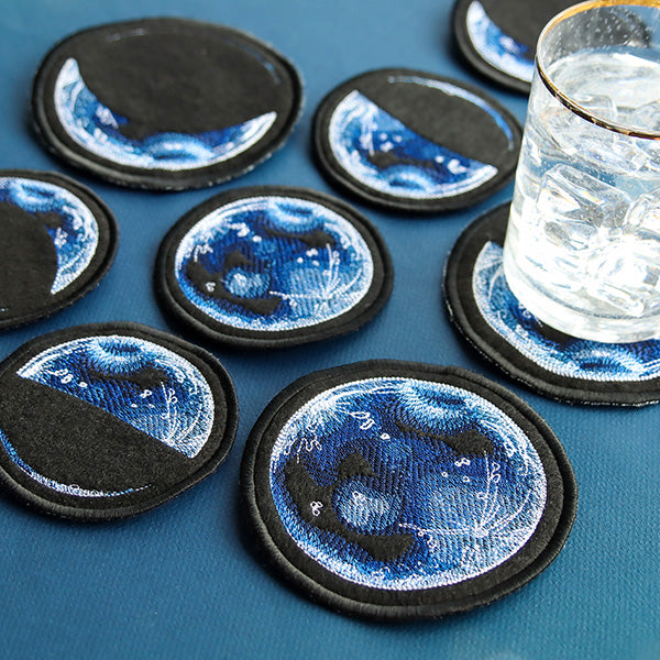 Moon Phases Coasters - Half (In-The-Hoop)