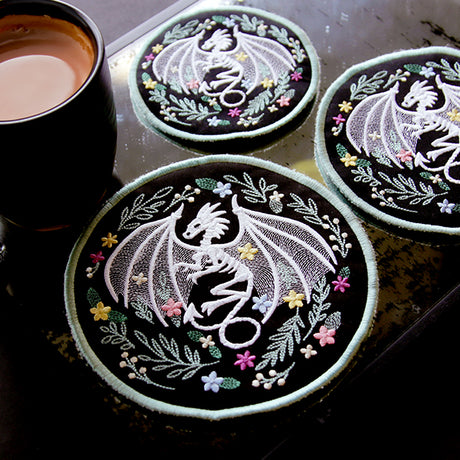 Floral Dragon Skeleton Trivet (In-the-Hoop)