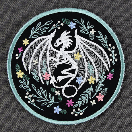 Floral Dragon Skeleton Trivet (In-the-Hoop)