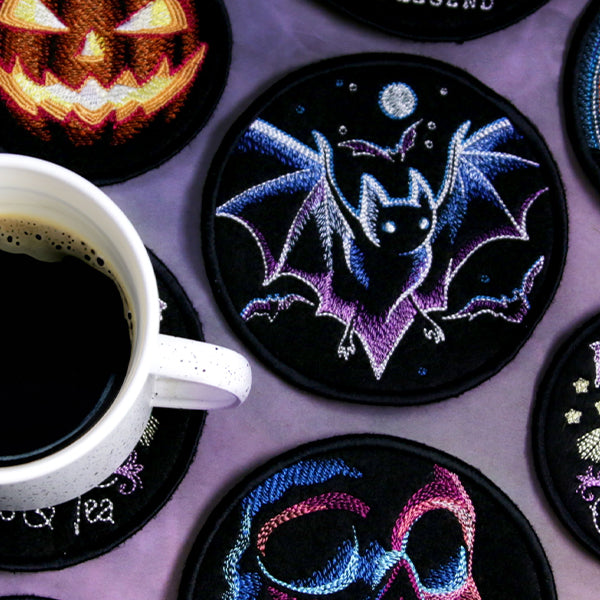 Halloween Coasters - Haunted Bats (In-the-Hoop)