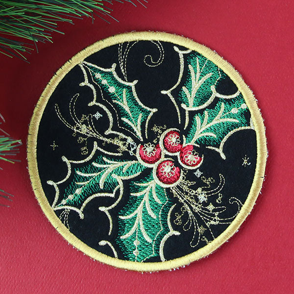 Gilded Mirage Coaster - Holly (In-the-Hoop)