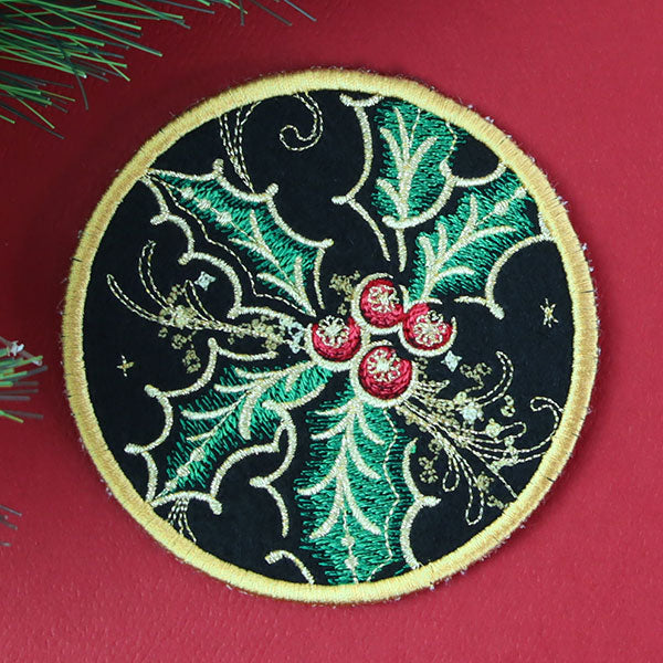 Gilded Mirage Coaster - Holly (In-the-Hoop)