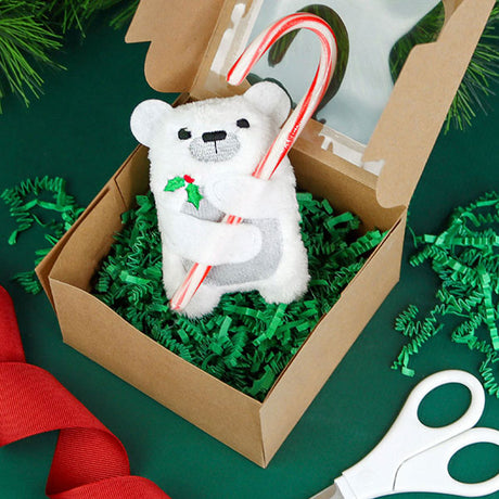 Fluffy Polar Bear Candy Cane Holder (In-the-Hoop)
