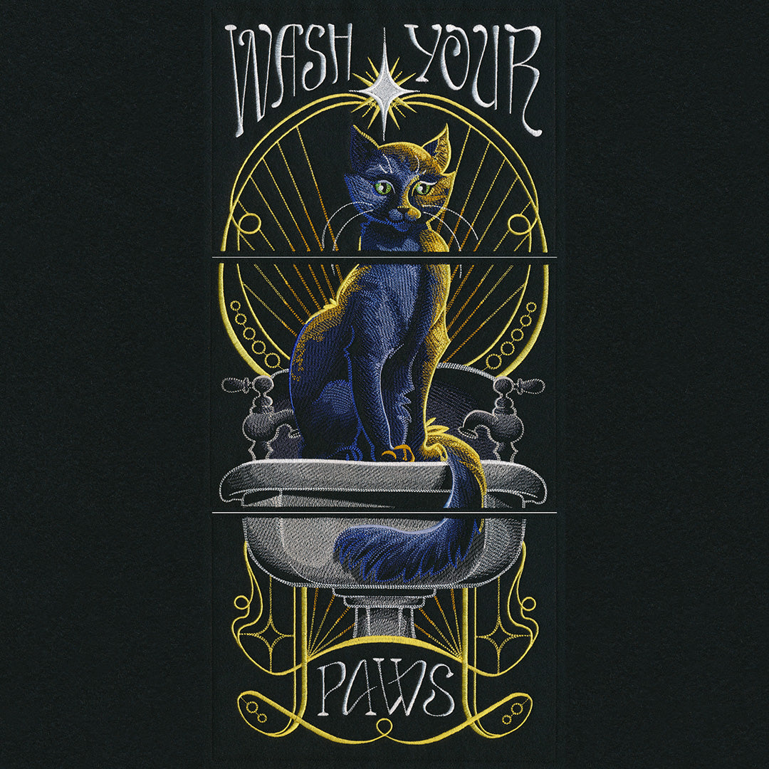 Wash Your Paws Art Deco Cat Scene