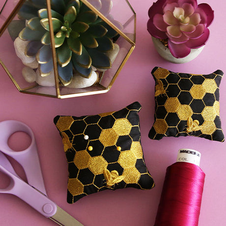Gilded Honeycomb Pillow Pincushion (In-the-Hoop)