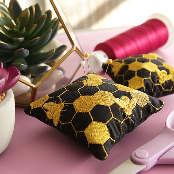 Gilded Honeycomb Pillow Pincushion (In-the-Hoop)