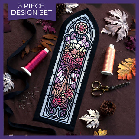 Stained Glass Fall Cathedral Scene