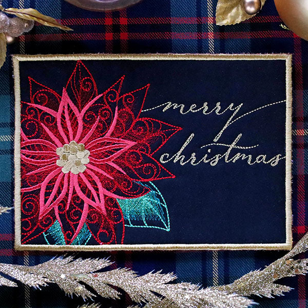 Festive Flair Mug Rug – Poinsettia (In-the-Hoop)