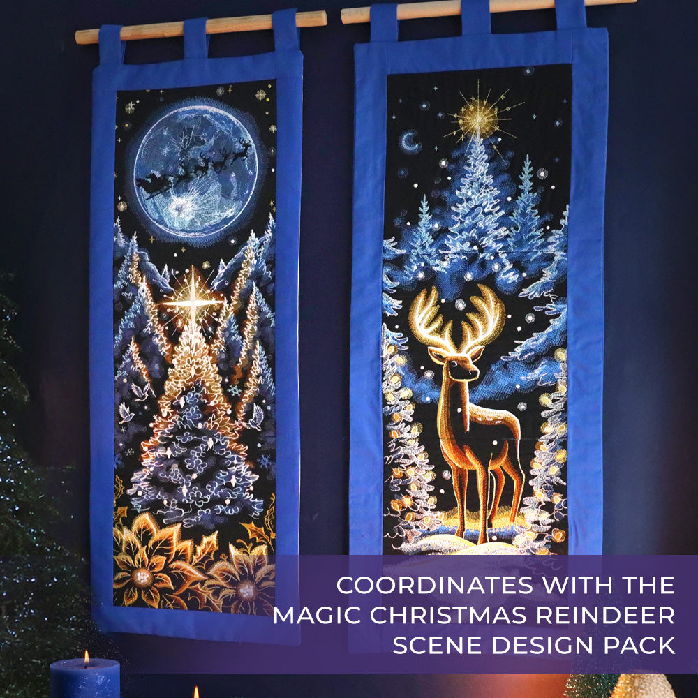 Magical Christmas Moonlit Forest Panel Scene