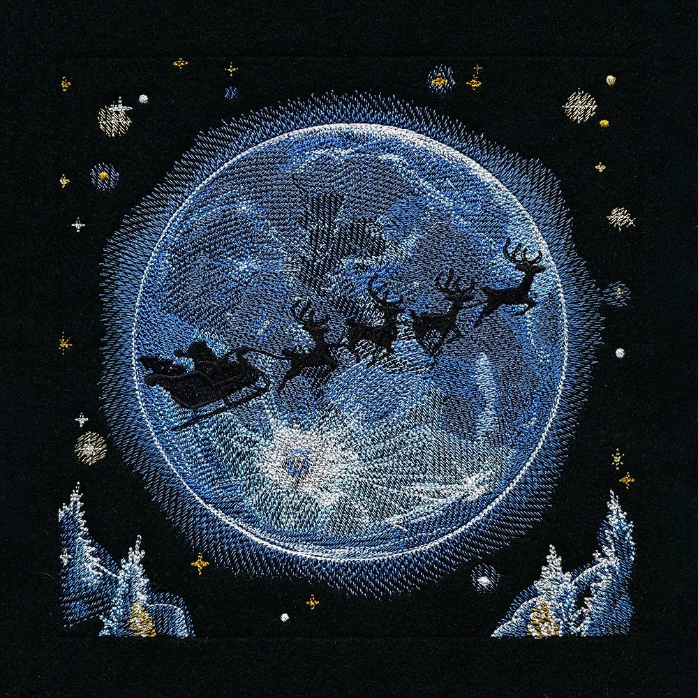 Magical Christmas Moonlit Forest Panel Scene