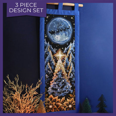 Magical Christmas Moonlit Forest Panel Scene