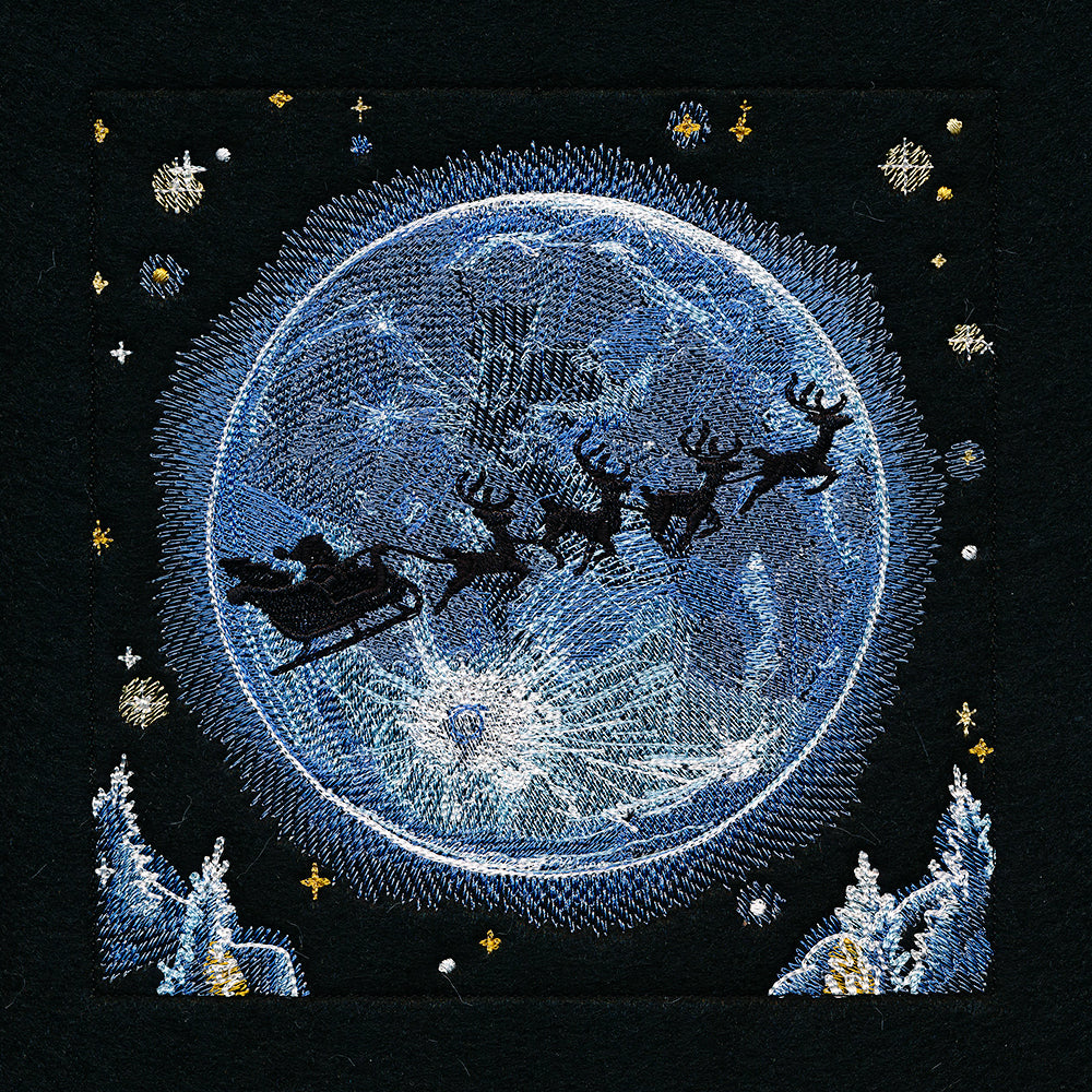 Magical Christmas Moonlit Forest Panel Scene