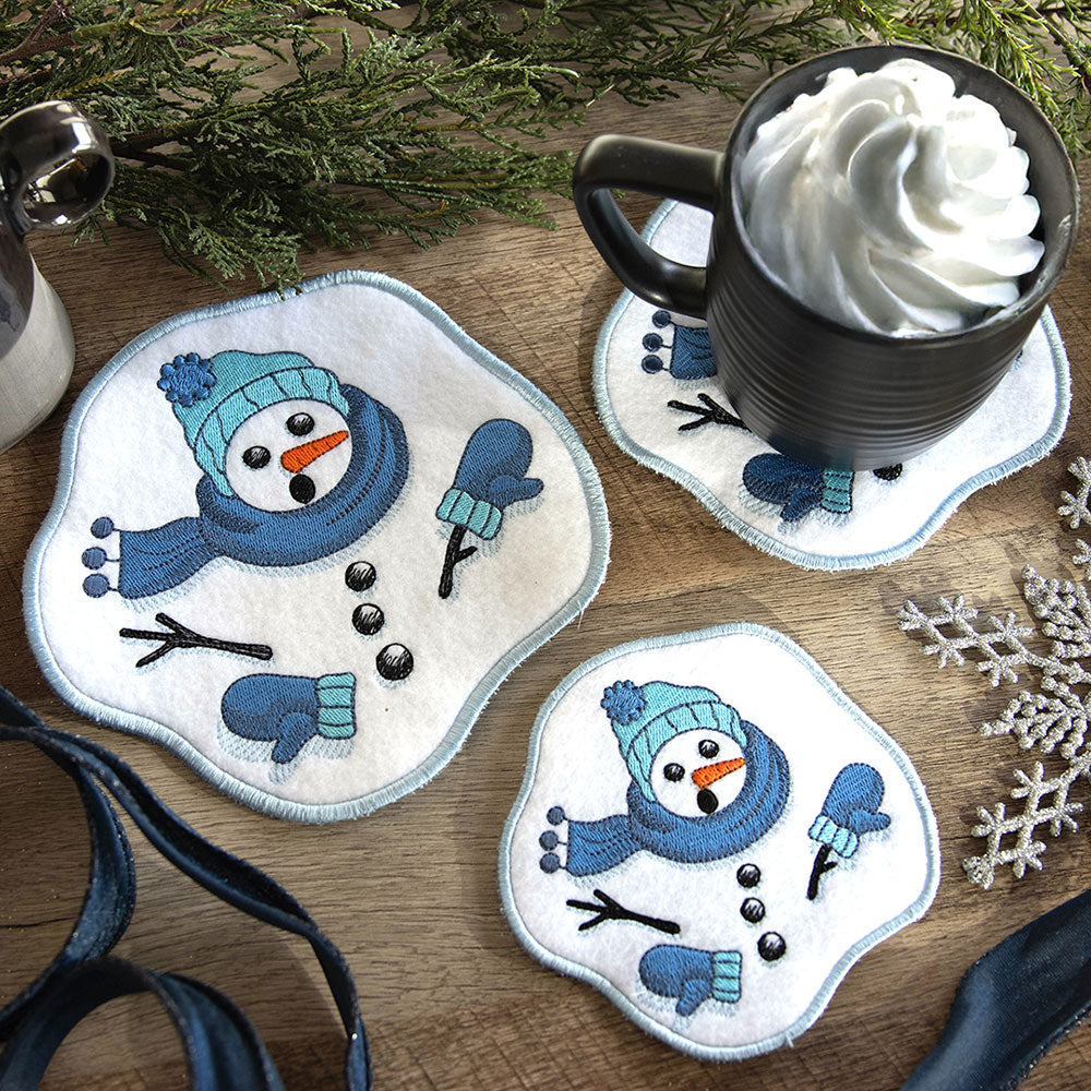 Oh Ho Ho No Melting Snowman Coaster II (In-the-Hoop)