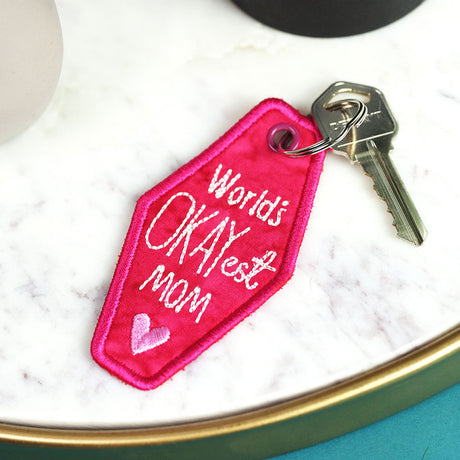 World's Okayest Mom Keychain (In-the-Hoop)