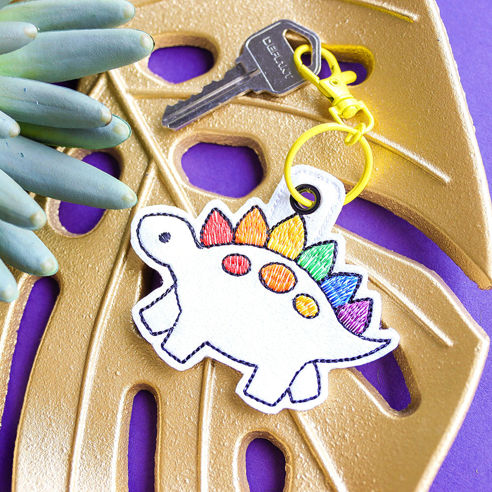Rainbow Dinosaur Keychain (In-the-Hoop)