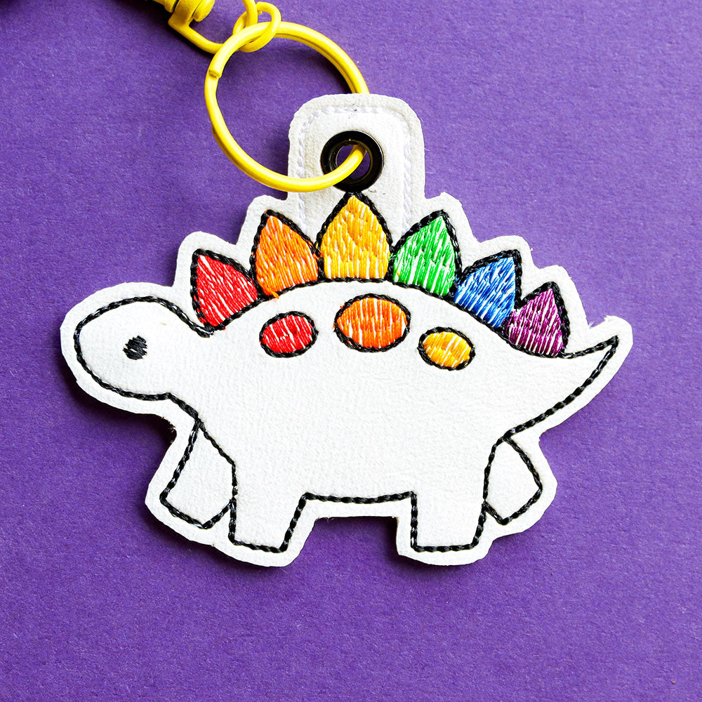 Rainbow Dinosaur Keychain (In-the-Hoop)
