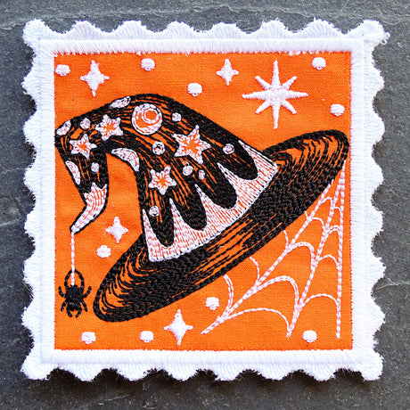 Retro Halloween Stamp Coaster - Witch Hat (In-the-Hoop)