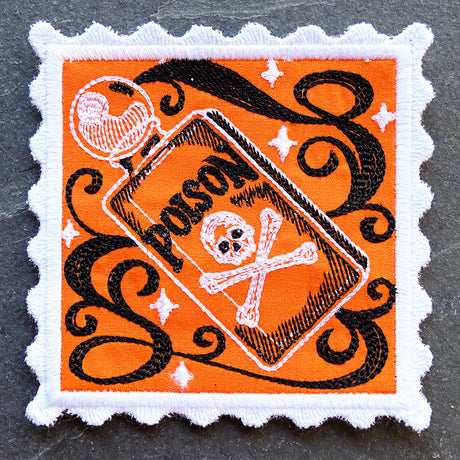 Retro Halloween Stamp Coaster - Poison (In-the-Hoop)