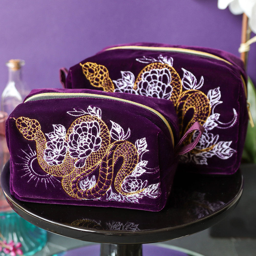 Gilded Snake in Blooms 3D Makeup Bag